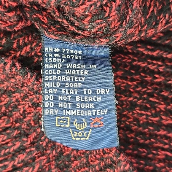 Vintage 90’s Tommy Hilfiger Sweater Men's M Red Black Chunky Knit EUC LS LN - Picture 7 of 14